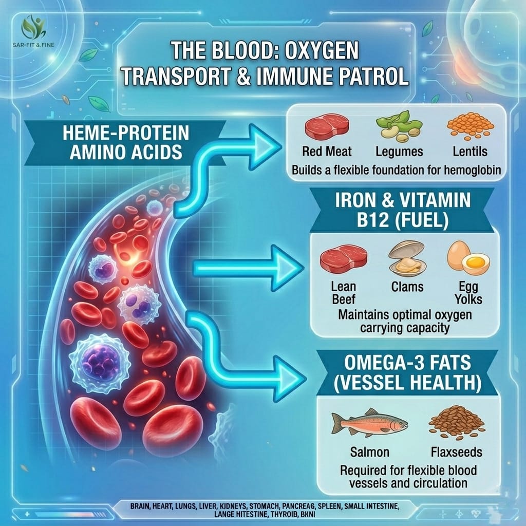 Best foods for body organs: blood health nutrition for oxygen transport and immune patrol by SAR-Fit & Fine