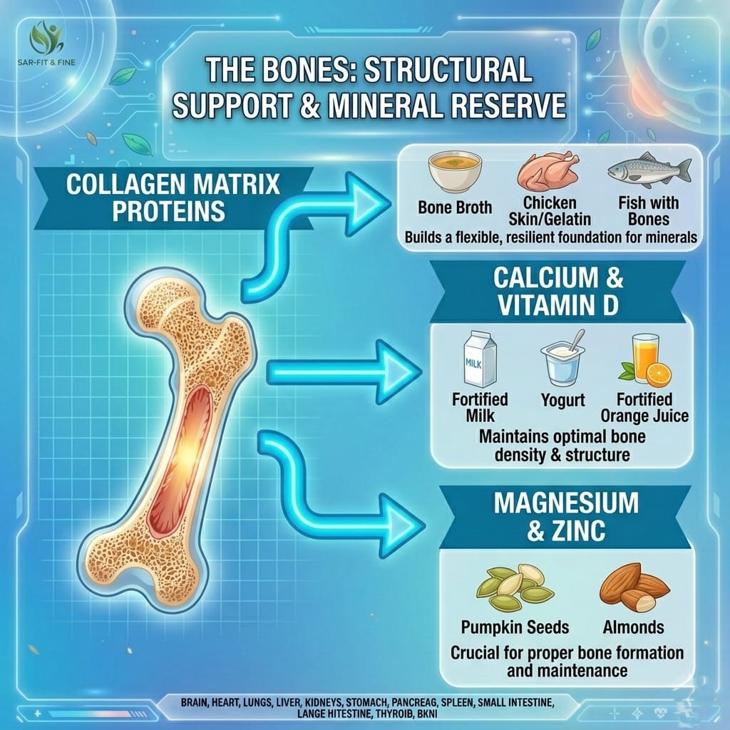 Best foods for body organs: bone density, structure, and strength nutrition by SAR-Fit & Fine