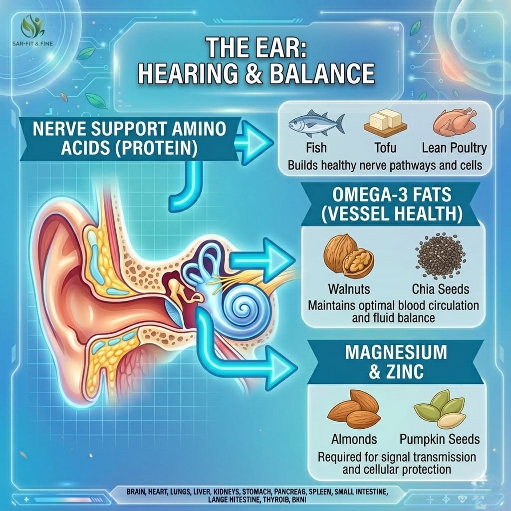 Best foods for body organs: ear health nutrition for hearing and balance by SAR-Fit & Fine