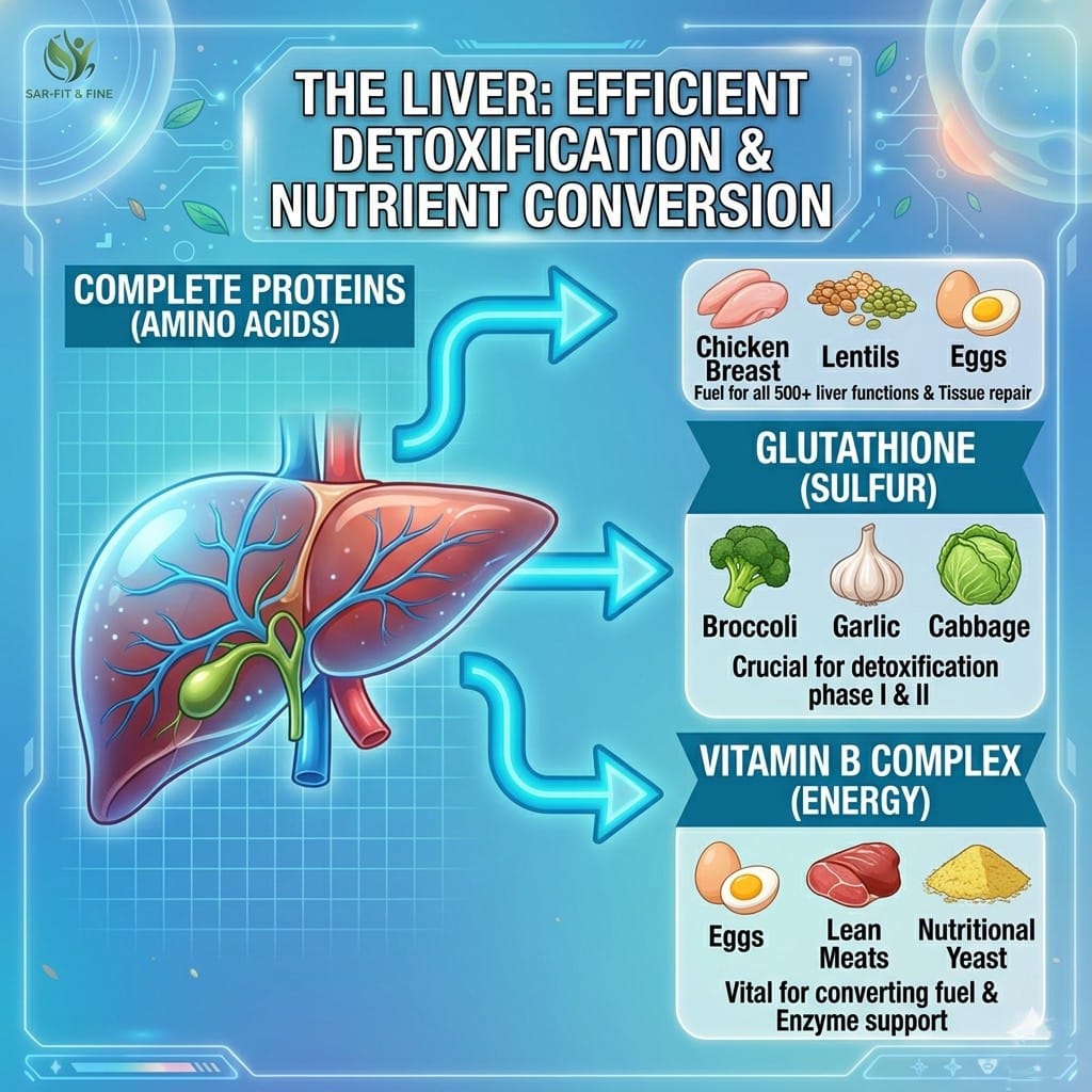 Best foods for body organs: liver detoxification and nutrient conversion nutrition by SAR-Fit & Fine