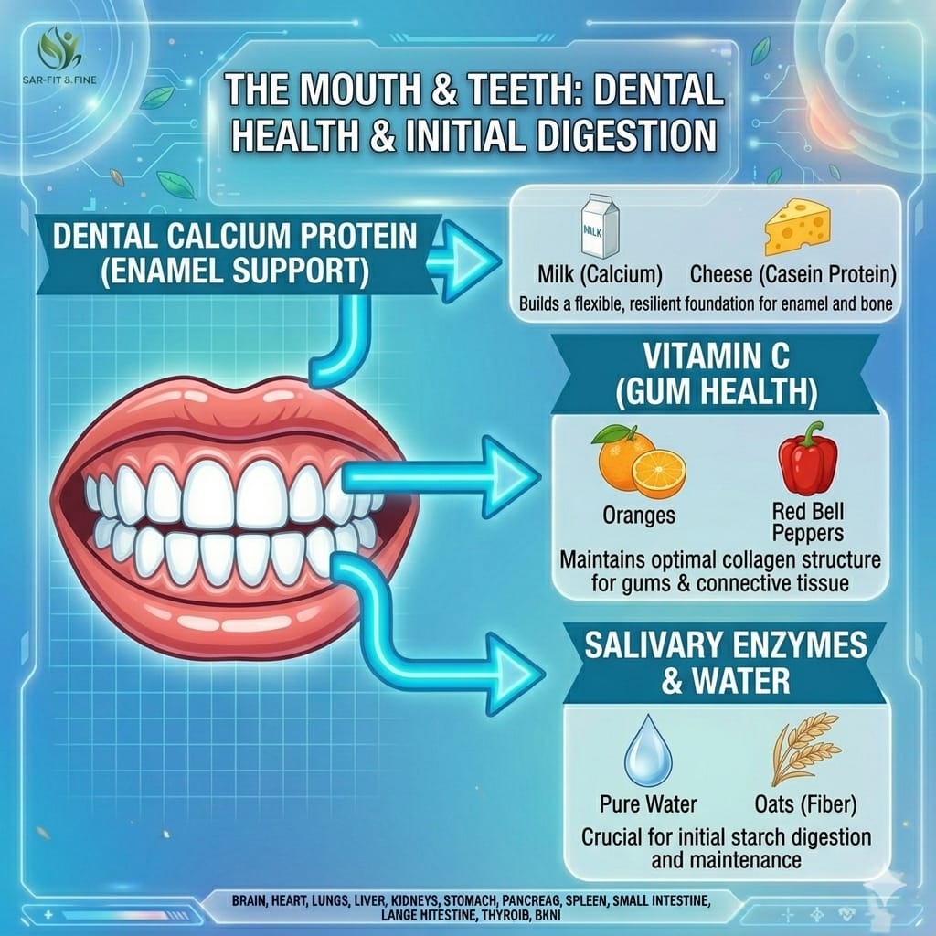Best foods for body organs: dental health nutrition for teeth enamel and initial digestion by SAR-Fit & Fine