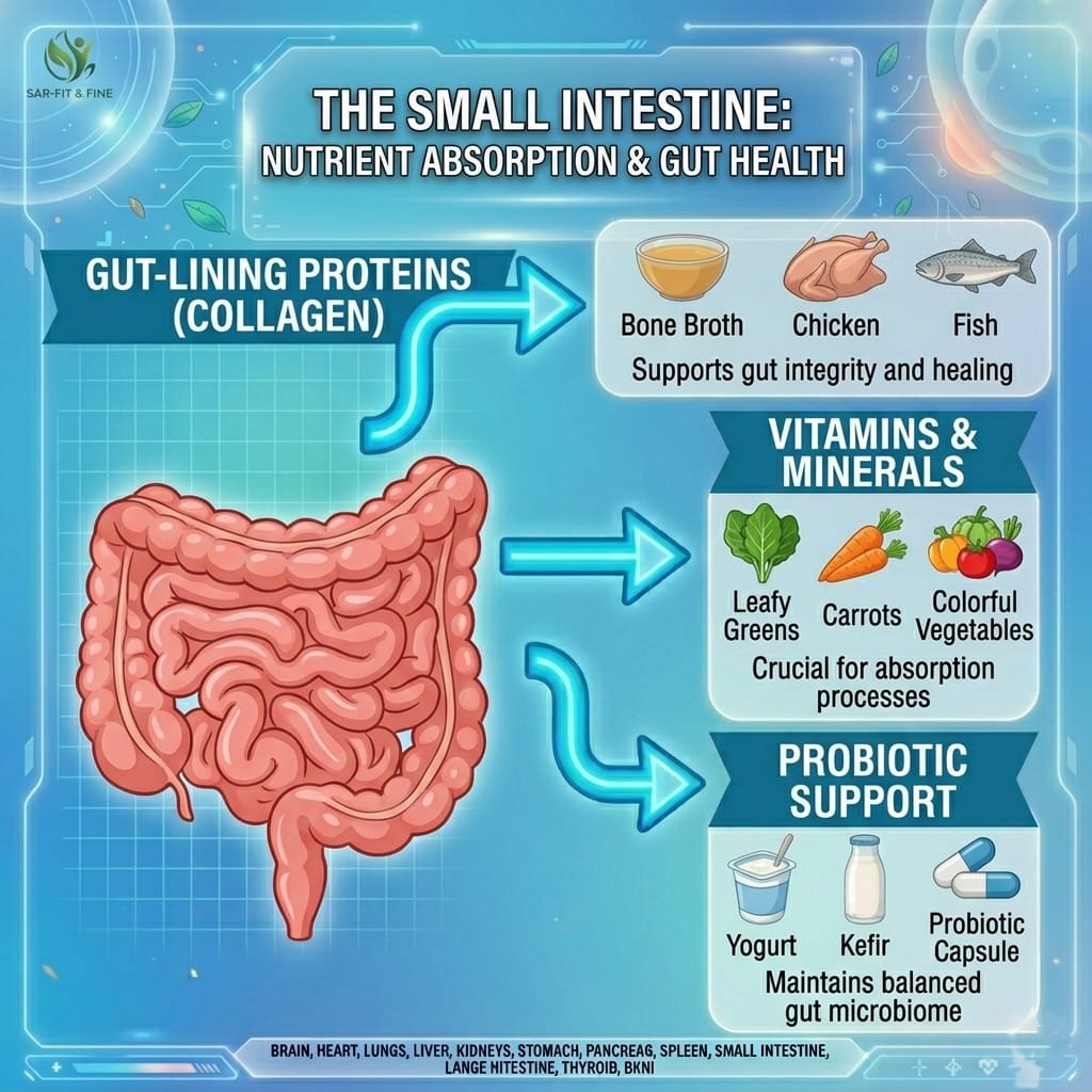 Best foods for body organs: small intestine nutrition for nutrient absorption and gut health by SAR-Fit & Fine