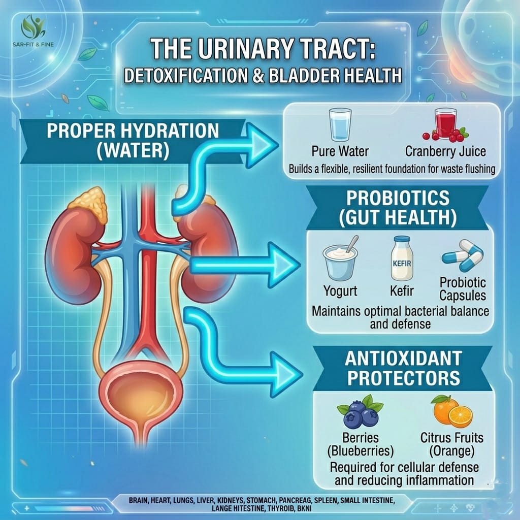 Best foods for body organs: urinary tract health nutrition for detoxification and bladder health by SAR-Fit & Fine