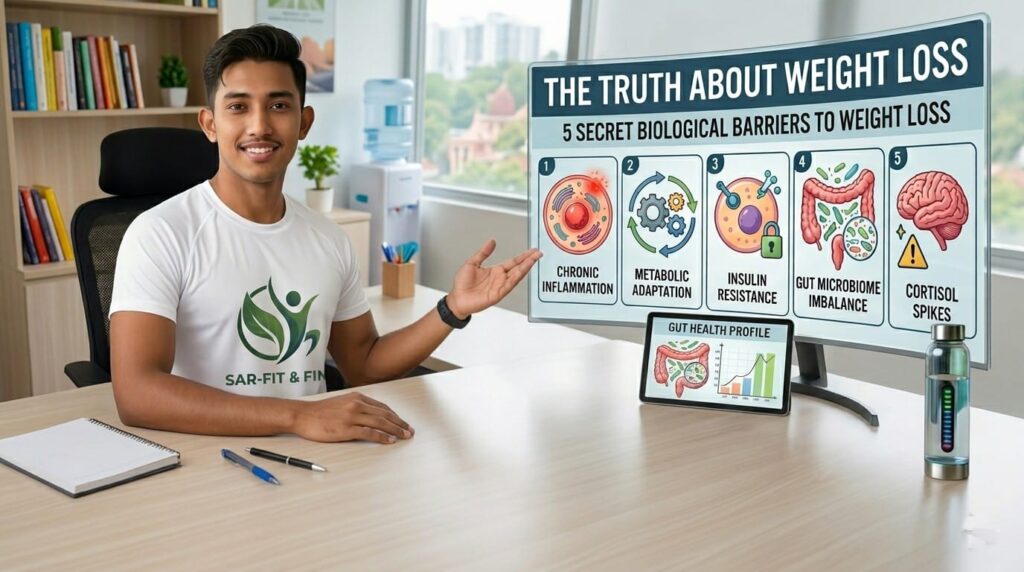 Five biological barriers to weight loss chart by Sustainable Weight Loss Barriers SAR-Fit & Fine